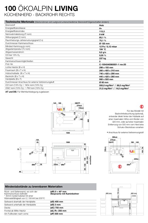 Pertinger Ökoalpin Living 100_techn Daten